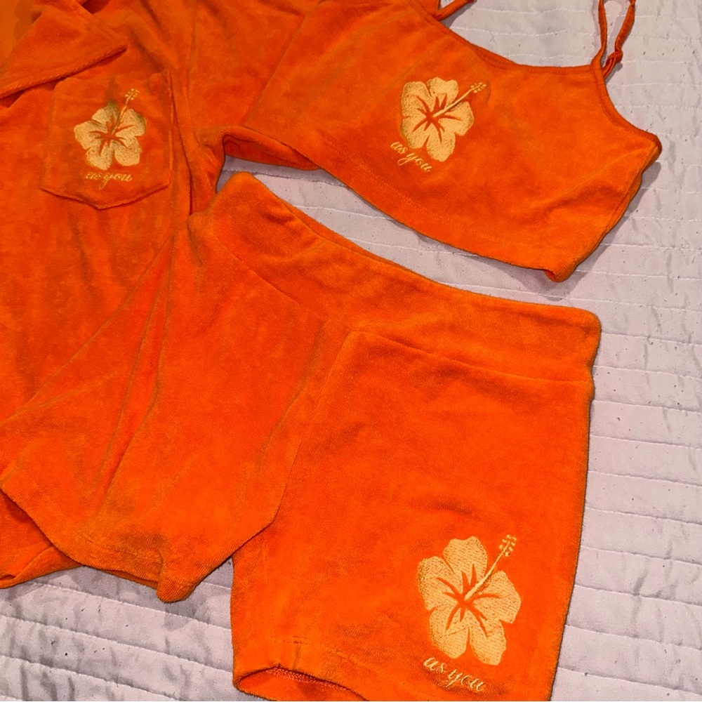 ASOS TERRYCLOTH BEACH COVER UP SET - ORANGE - Picture 9 of 12